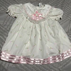Vintage late 1980s–early 1990s baby/toddler dress overlay Yolk Collar Easter